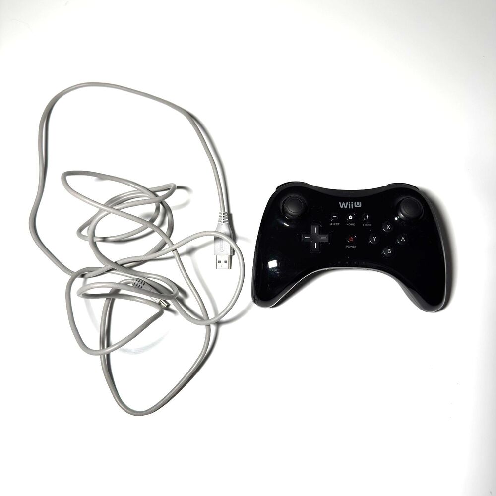 Nintendo Wii U Pro Black Wireless Controller And Charger Official OEM WUP-005